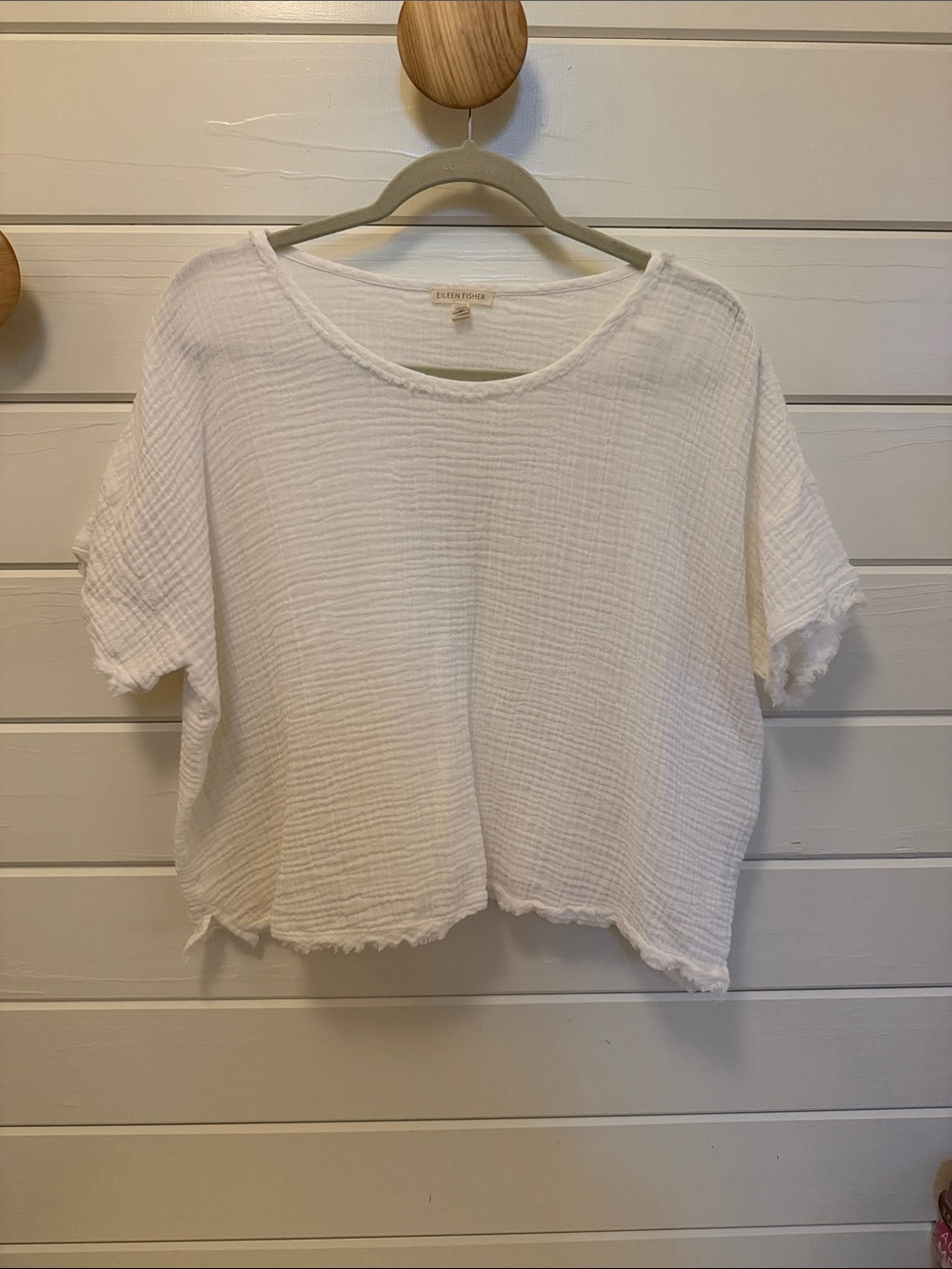 Eileen Fisher Organic Cotton Short-Sleeve Gauze Box Top